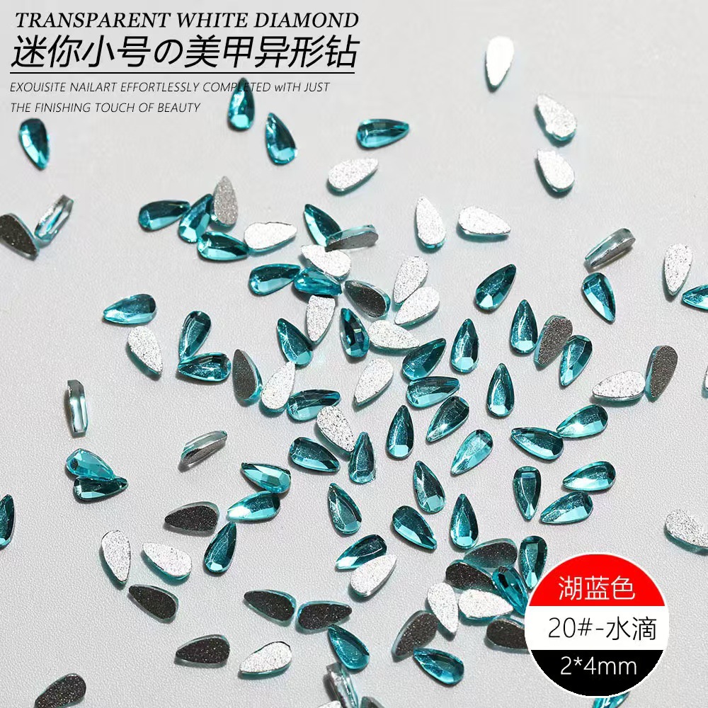 H212-blue flat bottom special shape-water drop 2*6