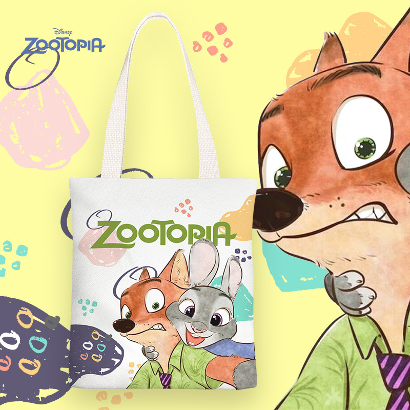 Zootopia Cartoon Cute Children's Canvas Bag Shoulder Bag Junior High School Student Tutorial Bag Class Handbag