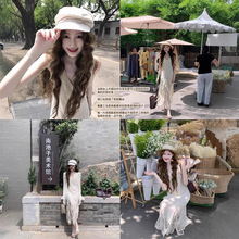 吃绿色菜【流苏织梦】重工仙女感蕾丝拼接宽松两件套连衣裙