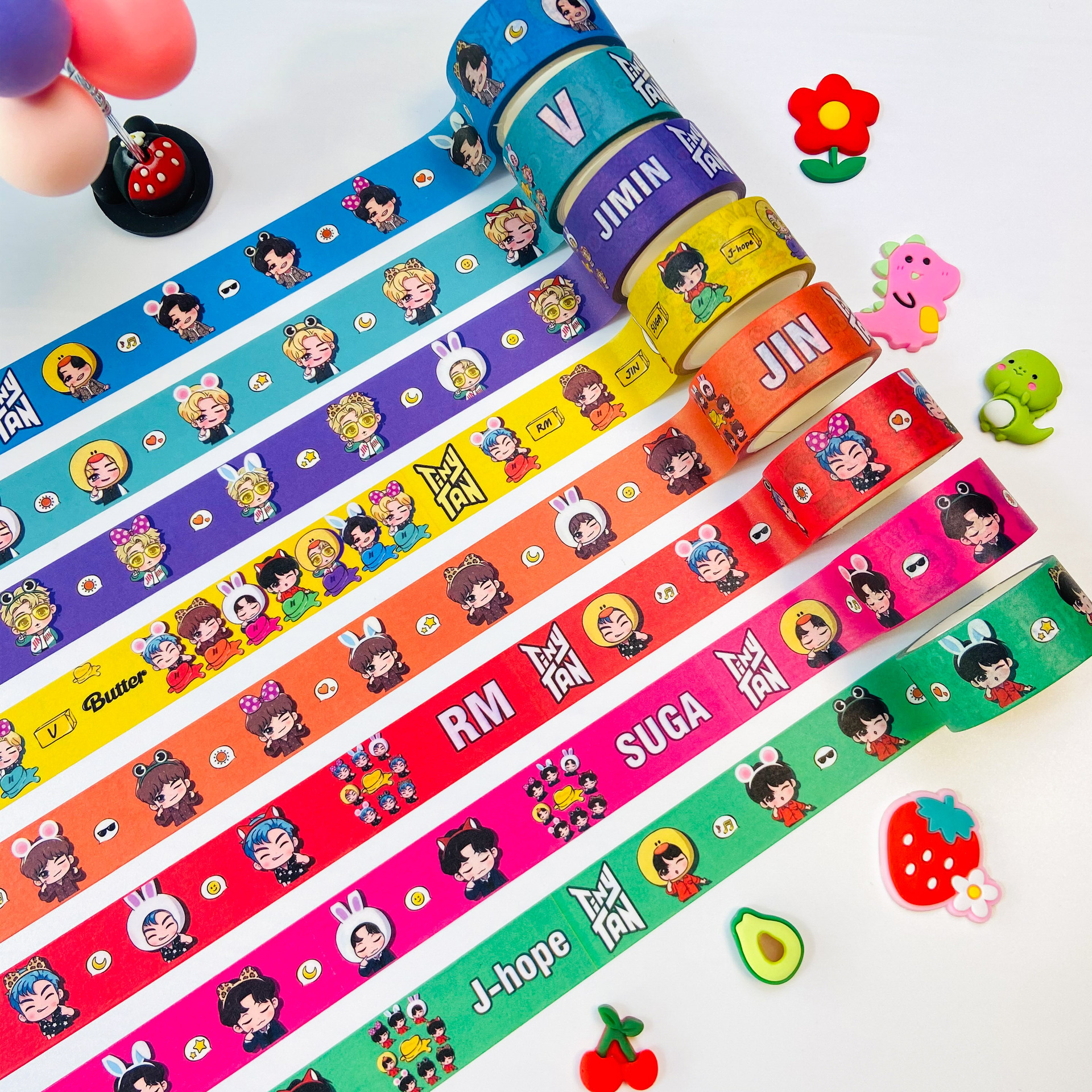 New Butter BTS and Paper Tape TinyT Cartoon Image Same Stationery Notebook Sticker 