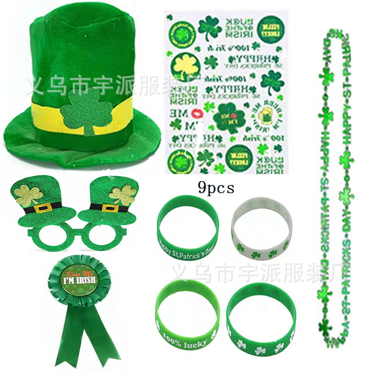 Spot St. Patrick's Day Carnival Party Single Set Irish Scallion Pink Glasses Digital Necklace Tattoo Stickers Spot St. Patrick's Day Carnival Party Single Set Irish Scallion Pink Glasses Digital Necklace Tattoo Stickers