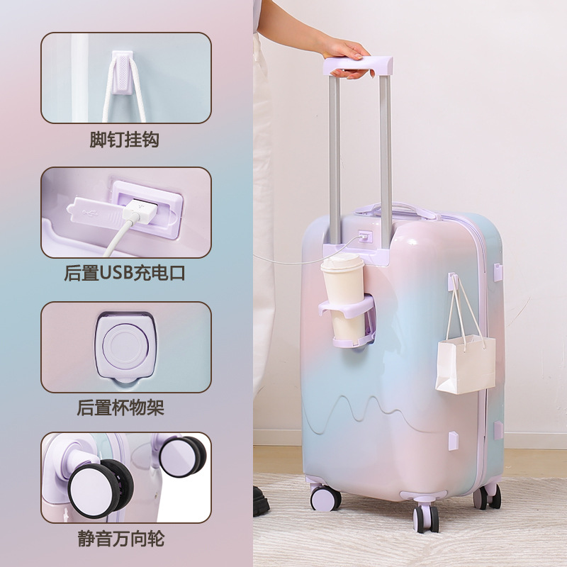 Maleta de 26 pulgadas de gran capacidad Gradiente de alto valor facial de tracción Maleta de viaje Rueda universal 20 pulgadas ligera y duradera