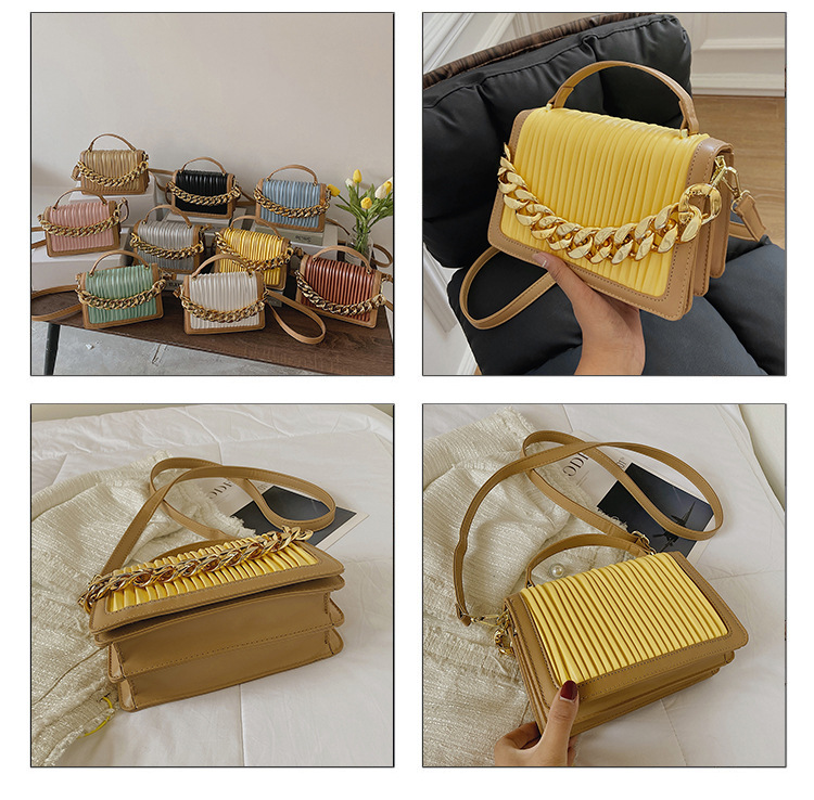 Thick Chain Hit Color Shoulder Messenger Square Bag Wholesale Nihaojewelry display picture 2