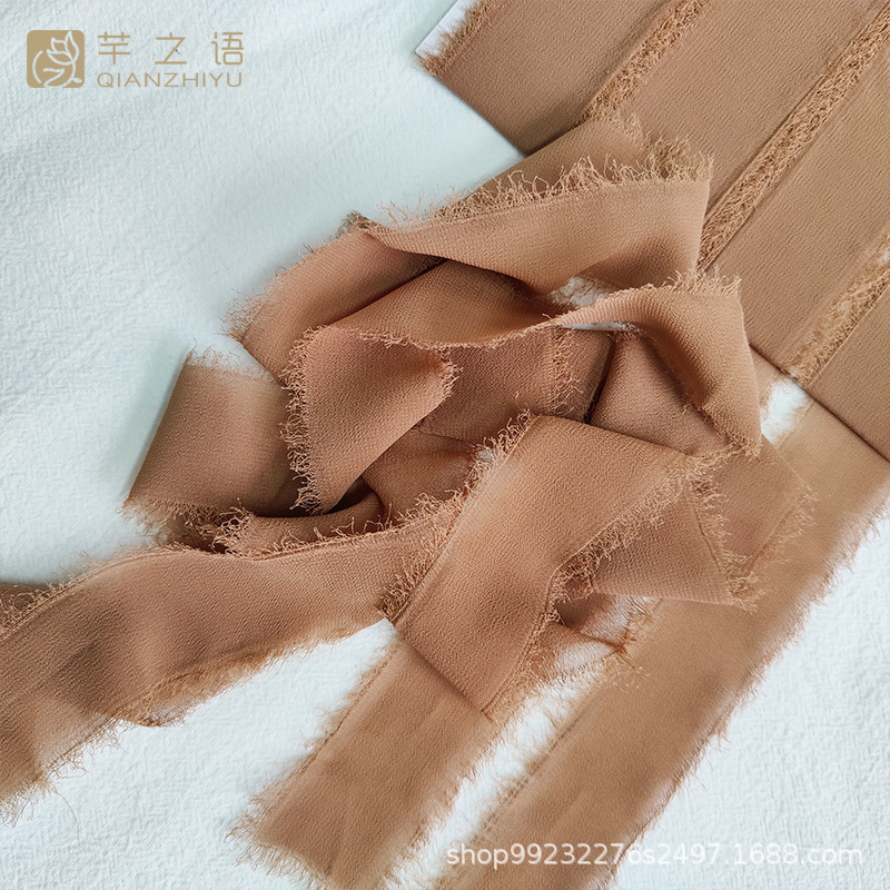 毛邊絲帶3.8cm×1.6碼×5條裝(1.5"×1.6Y×5R)手捧綁帶婚禮鮮花