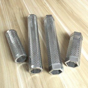 BBQ Tools Stainless Steel Smoked Tube Round Six Rhomboid Fruit Wood Barbecue Box BBQ BBQ Smoked Box