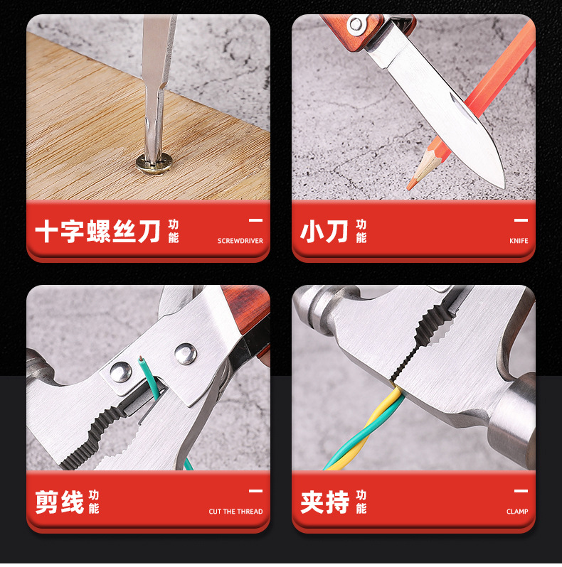 Multifunctional Portable Car Window Breaker Stainless Steel Escape Hammer Outdoor Camping First Aid Convenient Emergency Tool