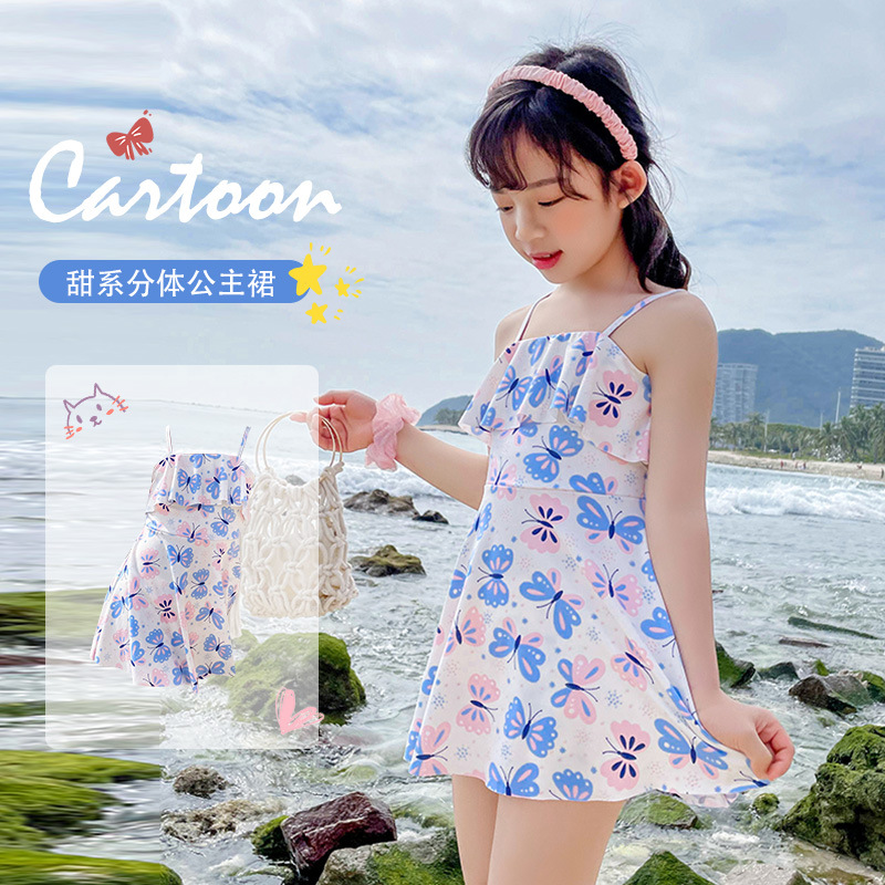 Traje de Baño de Dos Piezas para Niñas, Estilo Coreano, Moderno, Conjunto de Dos Piezas para Niñas Mayores, Traje de Baño para Aguas Termales