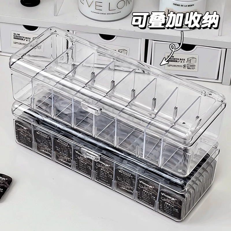 美瞳收纳盒隐形眼镜数据线多格高级大容量透明桌面带盖防尘盒子厂|undefined