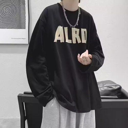 Spring and Autumn Trend Base Shirt Men's Round Neck Long Sleeve T-Shirt Street Trend Loose Fashion Casual Innerwear