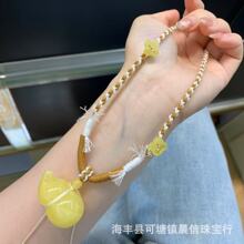 天然蜜蜡葫芦吊坠项链满蜡白花器型饱满立体搭配蜜蜡桂花厂家批发