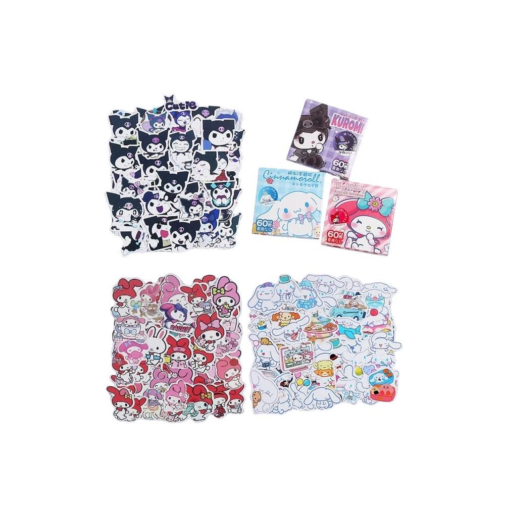 Маленькие наклейки Sanrio для детей, подарочная коробка 60+3 шт., ассортимент персонажей
