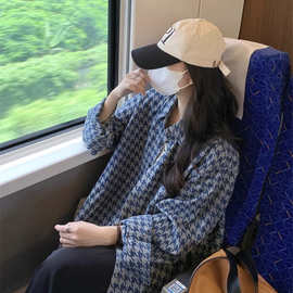 仅用于产品展示勿拍-千鸟格子衬衫外套女春夏2025新款超火韩系大