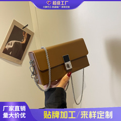 クロスボーダー高級感色質感定型チェーン角箱バッグ女性2025新型ファッション