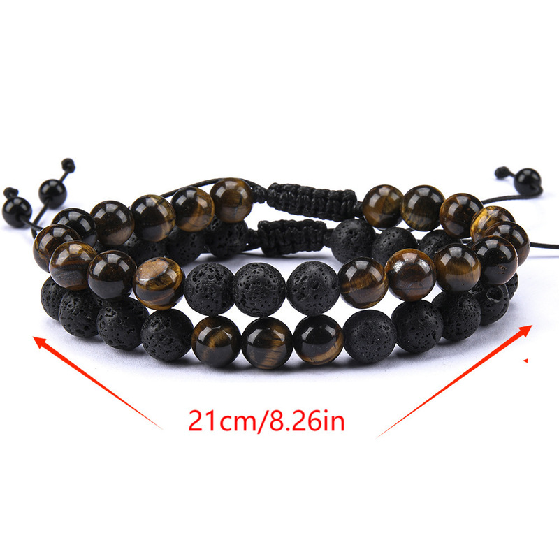 Cross-border natural tiger eye stone fashion couple creative color hand-woven adjustable bracelet personality Cross-border natural tiger eye stone fashion couple creative color hand-woven adjustable bracelet personality