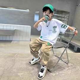 洋气两件套男孩帅气运动新款男童短袖套装夏天夏季中大童儿童夏装