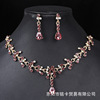 Fashionable high-end crystal earings, earrings, necklace for bride, chain, jewelry, dress, set, European style