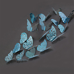 Silver and Gold Hollowed-out 3D Mirror Butterfly Wall Sticker, 3D Wall Sticker for Room, Wall Sticker Decor for Living Room