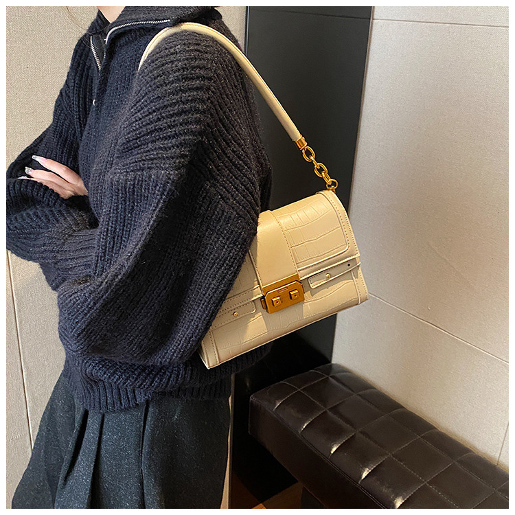 Stone Pattern Single Shoulder Underarm Bag For Women's 2023 Winter New Versatile Small Square Bag, Unique And Western Style Crossbody Bag _voghion.com
