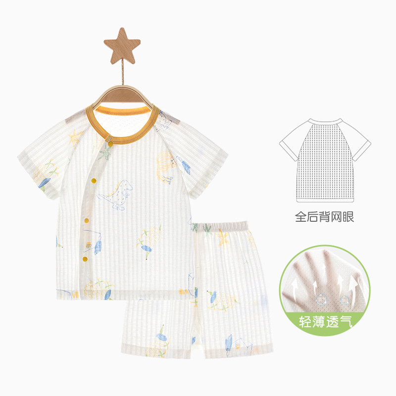 Traje de manga corta para bebé, conjunto de verano fino y transpirable para niños, conjunto de dos piezas para niños y niñas, ropa de bebé image 7
