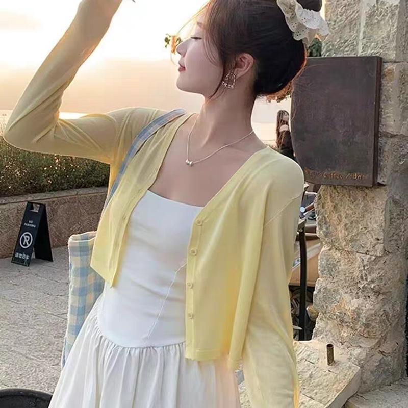 Knitted Cardigan for Women, Sun Protection, Thin Style, 2026 New Model, Loose Short Shawl Jacket, Outerwear, Sun Protection Top Knitted Cardigan for Women, Sun Protection, Thin Style, 2026 New Model, Loose Short Shawl Jacket, Outerwear, Sun Protection Top