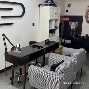 Retro Manicure Table Solid Wood Manicure Table Single and Double Simple Vacuum Cleaner Dark Walnut Color Table and Chair Set Economical