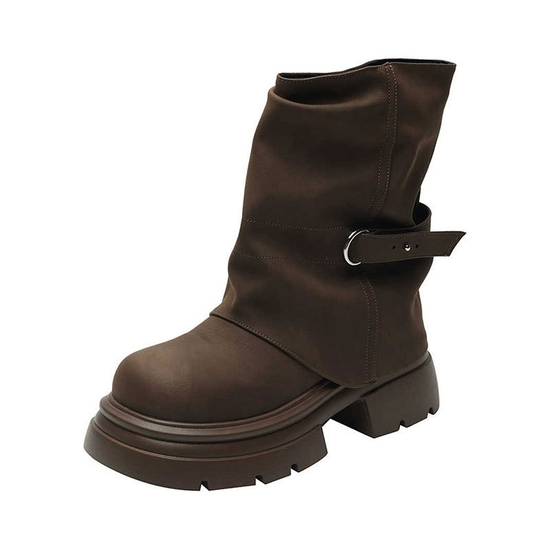 Super caliente, botas Martin de altura, botas medias de suela gruesa para mujeres, otoño de 2026, nuevas botas cortas de estilo británico de alto nivel