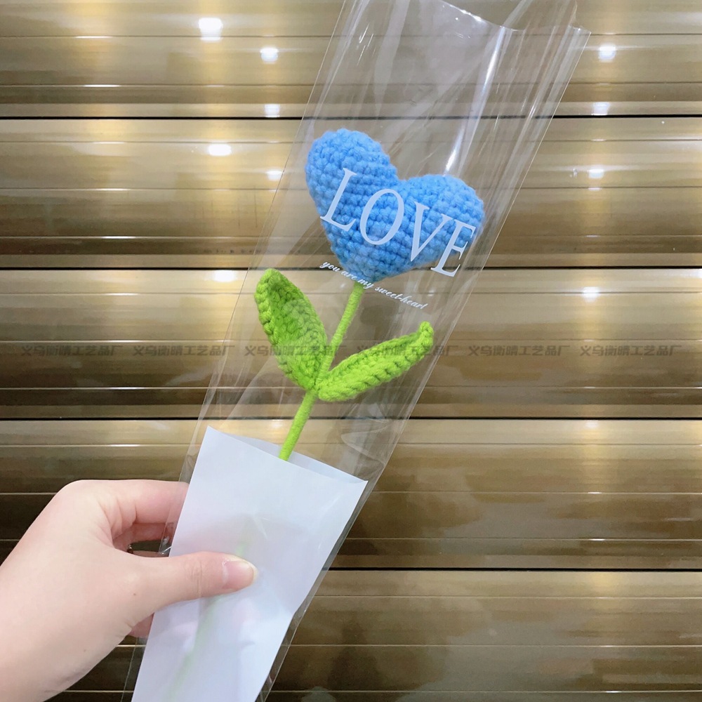 Lily tejido a mano acabado rosa Lily Tulip flor artificial lana ramo regalo