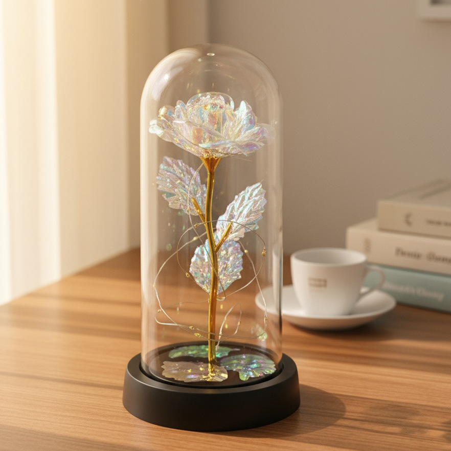 Rosas transfronterizas inmortales flores cubierta de vidrio decoración pareja regalos de día de San Valentín Día de la Madre ideas de cumpleaños 38 regalos pequeños