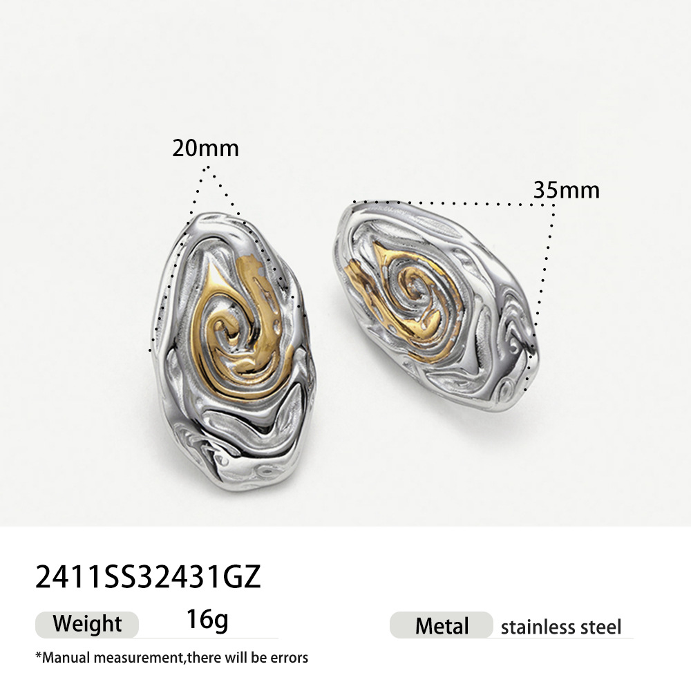 Tina Europa y América personalidad transfronteriza bicolor geometría redonda de 18k aretes de acero inoxidable de alta calidad pernos de orejas minimalistas para mujeres
