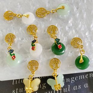 Retro Chinese style Xiangyun peace buckle blessing pendant imitation Hetian jade diy clothing accessories pendant