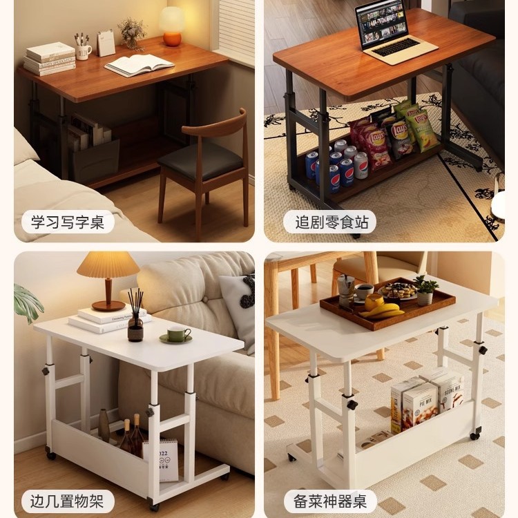 Mesa de noche, mesa pequeña de elevación móvil, dormitorio, mesa de oficina junto a la cama, escritorio para el hogar de los estudiantes, escritorio para computadora portátil