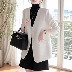 高级感白色小西装外套女2025春秋季新款小个子西服超好看气质名媛