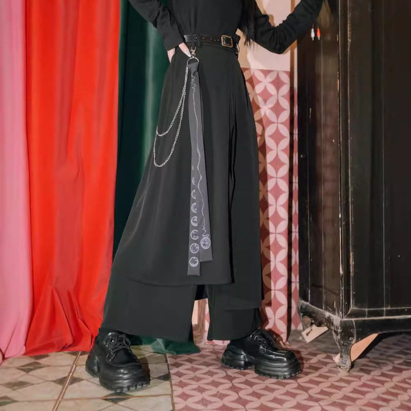 New Chinese-style Irregular Retro Laminated Yaoji Yamamoto Style National Fashion Tassel Loose Wide-leg Culottes for Men and Women Casual Pants