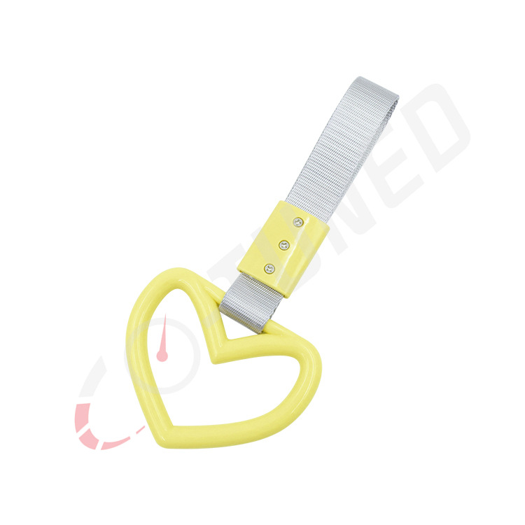 JDM gran decoración de coches en forma de corazón cinturón de plata anillo colgante parachoques trasero anillo de advertencia amor en forma de corazón coche redondo mano tirón