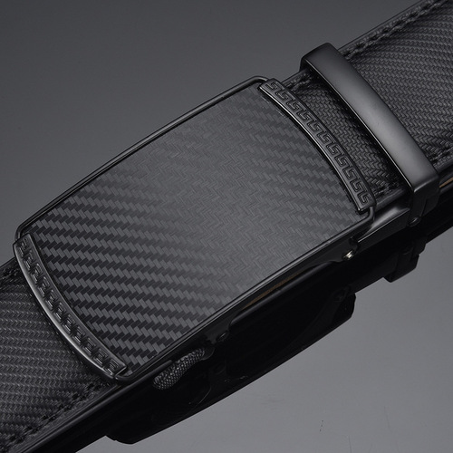 New European and American business belt men's two-layer cowhide Guangzhou automatic buckle LOGO embossed belt manufacturer wholesale