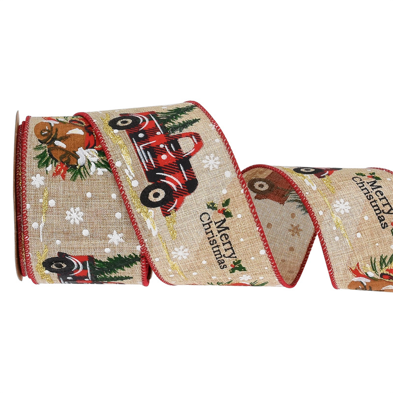 63mm Amazon transfronterizo nuevo borde de copia de Navidad cinta de impresión de la campana del coche cinta decorativa imitación cinta de cáñamo