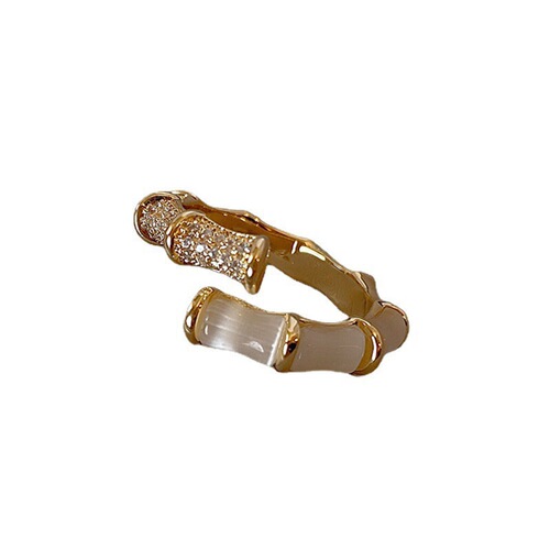 Backgammon Bamboo Ring Women's Fashion Personality High-end Cat's Eye Open Ring Light Luxury Internet Celebrity Index Finger Ring