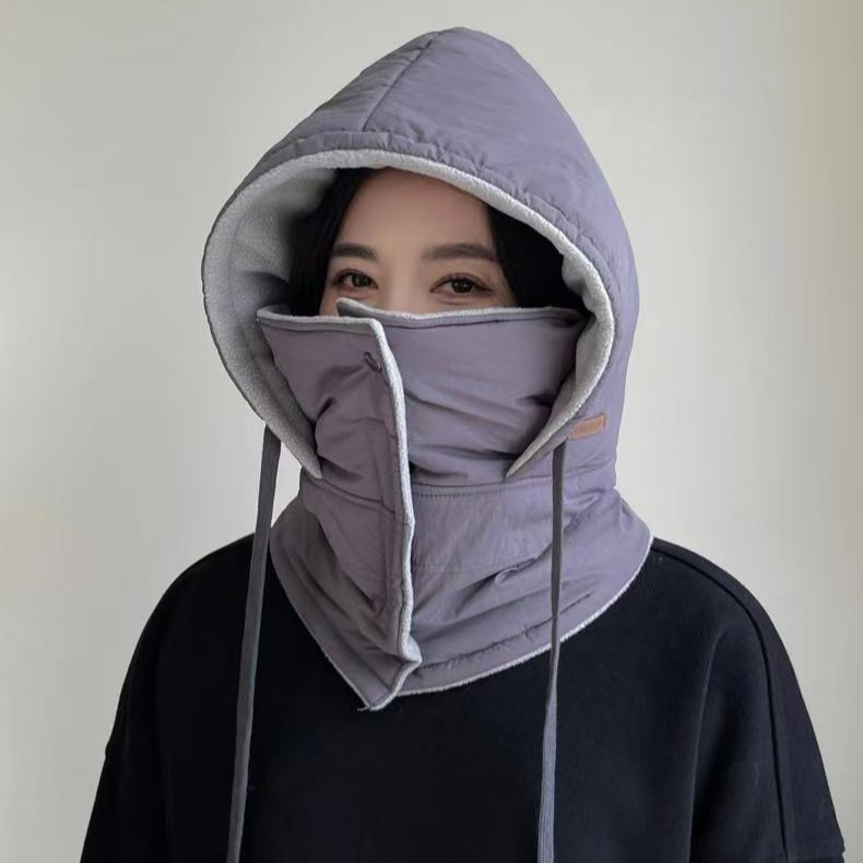 多功能帽子防寒围脖连体帽子骑行电动车保暖加绒加厚棉帽雷锋帽|undefined