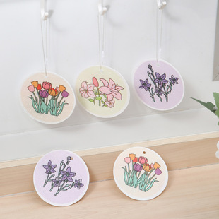 Round flower wood pulp cotton sponge wipe compressed absorbent Wood paddle sponge brush pot manufacturers kitchen rag dish washing artifact