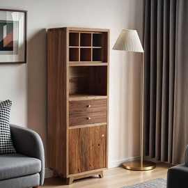 侘寂风餐边柜立柜茶柜收纳民宿老榆木展示柜实木多宝储物博古架