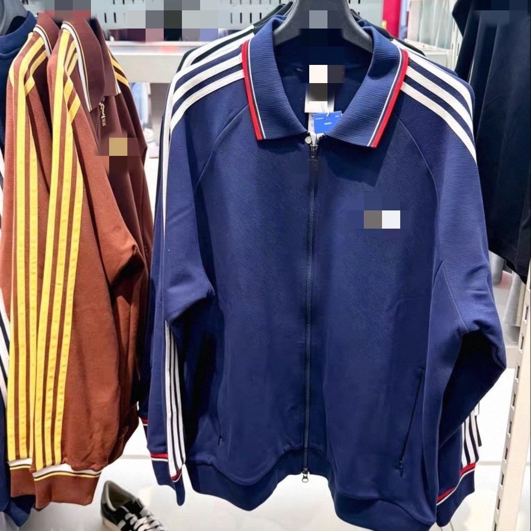Spring and Autumn High-Quality Unisex Turn-Down Collar Jacket with Three-Stripe Embroidery, Sports Casual Long-Sleeve Jacket KV8864