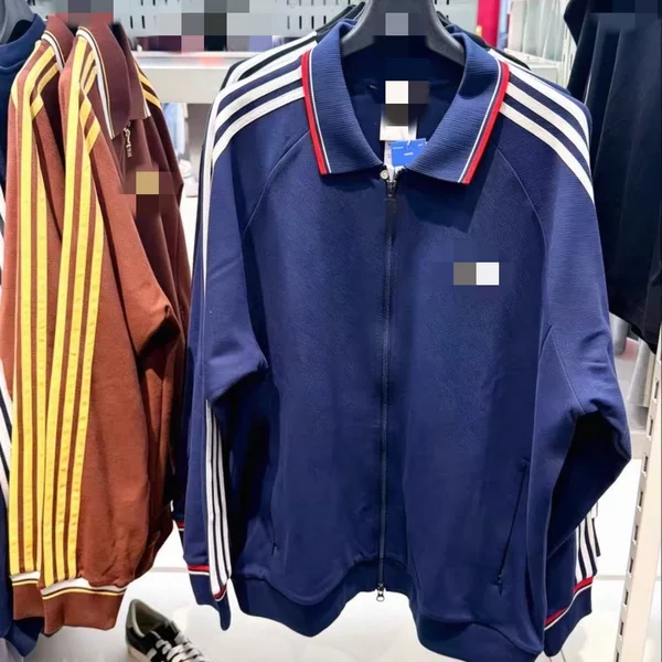 Spring and Autumn High-Quality Unisex Turn-Down Collar Jacket with Three-Stripe Embroidery, Sports Casual Long-Sleeve Jacket KV8864