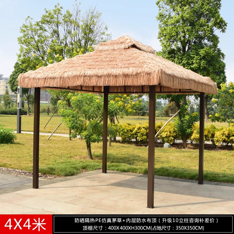 Pabellón al aire libre, techo galvanizado, pabellón de cuatro pilares, patio, jardín, techo, toldo de ocio, gran dosel de lluvia