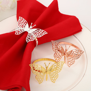 New Hollow Butterfly Napkin Ring High-end Light Luxury Hotel Table Napkin Buckle Western Elegant Decorative Scarf Ring