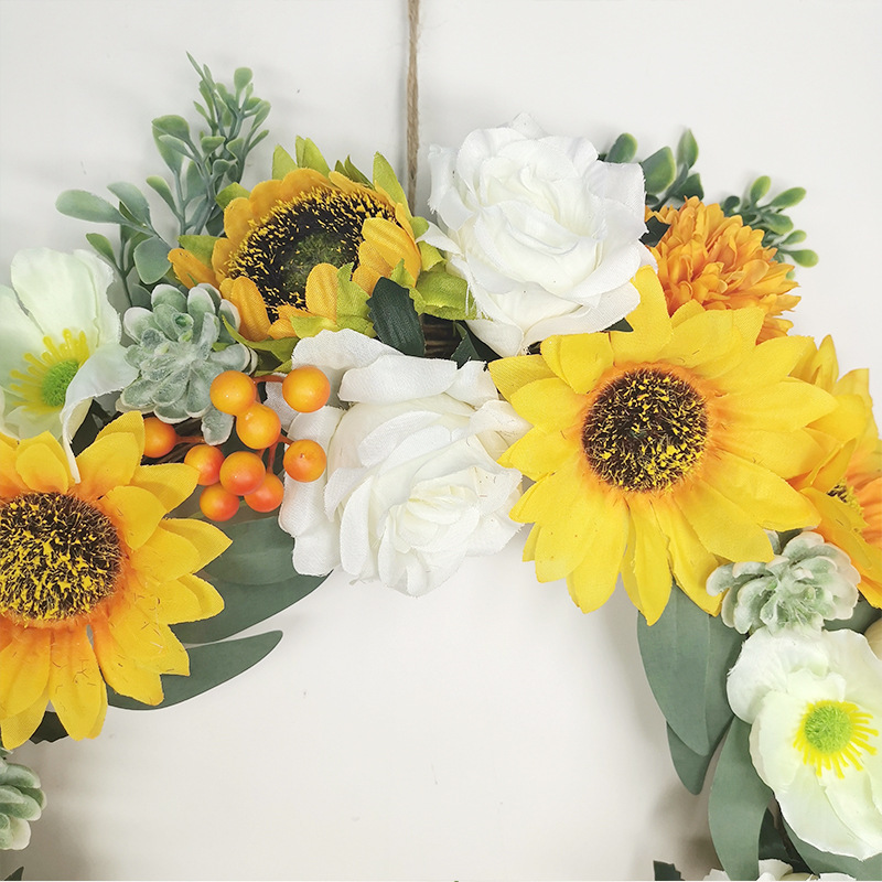 跨境亞馬遜新品花環(huán) 向日葵花環(huán) 情人節(jié)復(fù)活節(jié)裝飾品掛件門掛