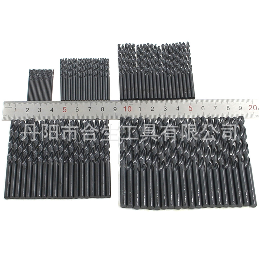 100pc黑色麻花钻组套 1mm2mm3mm4mm5mm氮化高速钢钻头套装开孔器