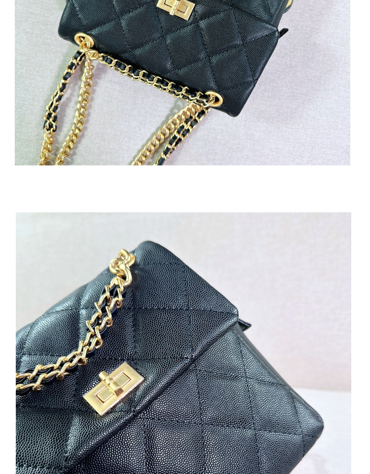 2024 New High-end Leather Small Aroma Caviar Diamond Chain Backpack, Elegant Commuter Style_voghion.com