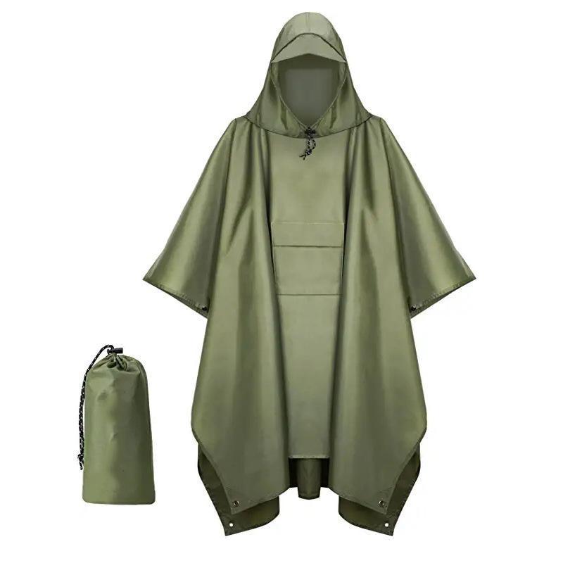 Amazon transfronterizo tres en uno capa impermeable poliéster recubierto de plata al aire libre montañismo impermeable portátil Comercio exterior capa poncho