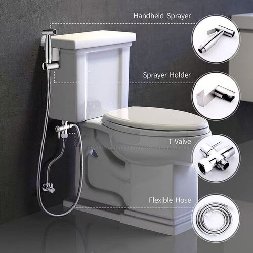Household toilet companion one-in and two-out triangular valve toilet woman washer high-pressure booster spray gun water gun