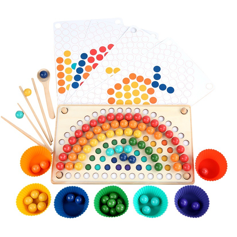 De los niños ins estilo divertido Arco Iris clip cuentas xiaoxiaole juguetes de madera educativos educación temprana palillos entrenamiento concentración